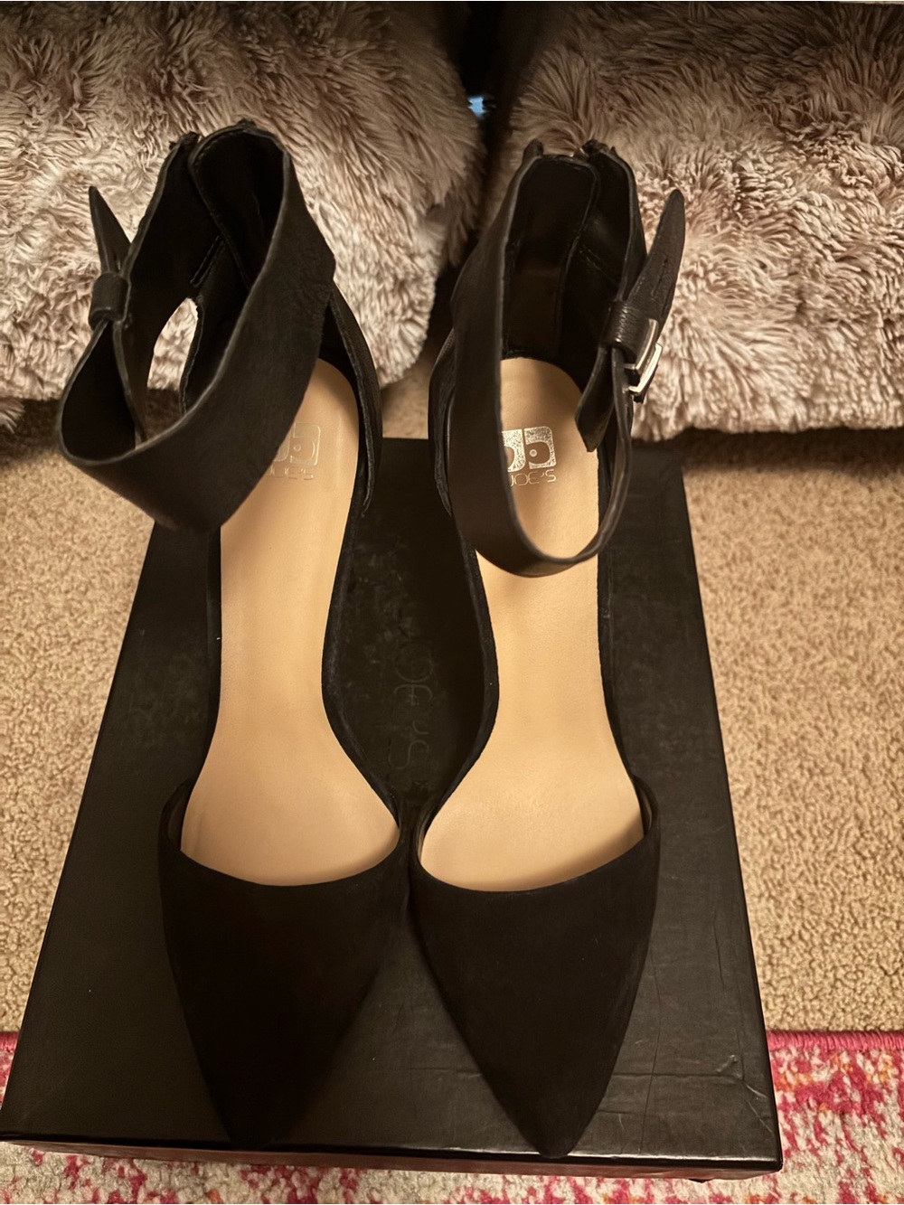 Joe's Jeans Black Pointed-Toe Ankle-Strap Heels